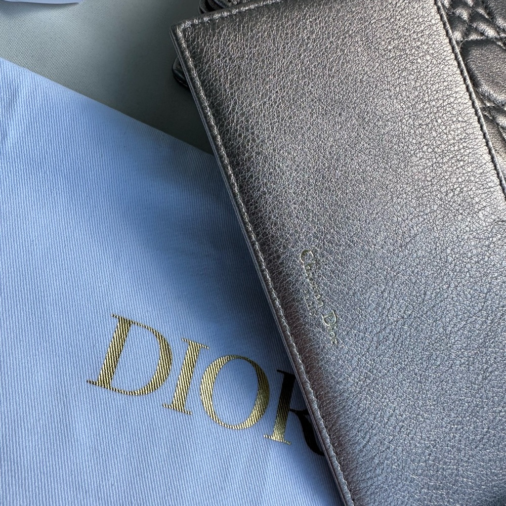 Christian Dior Lady Pouch Metallic Rose Gold Wallet On Chain - Picture 9 of 10